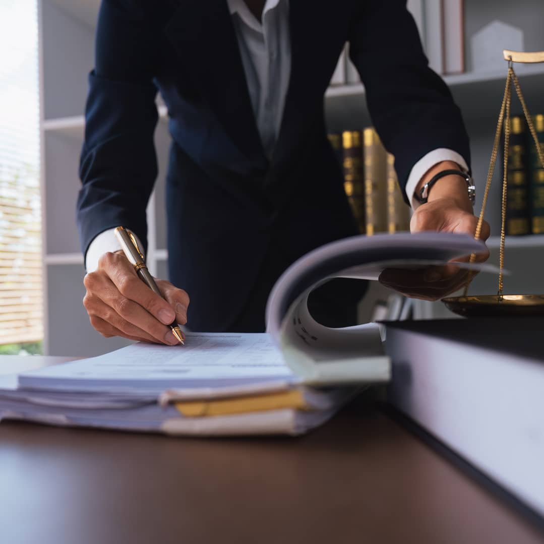Attorney reviewing documents