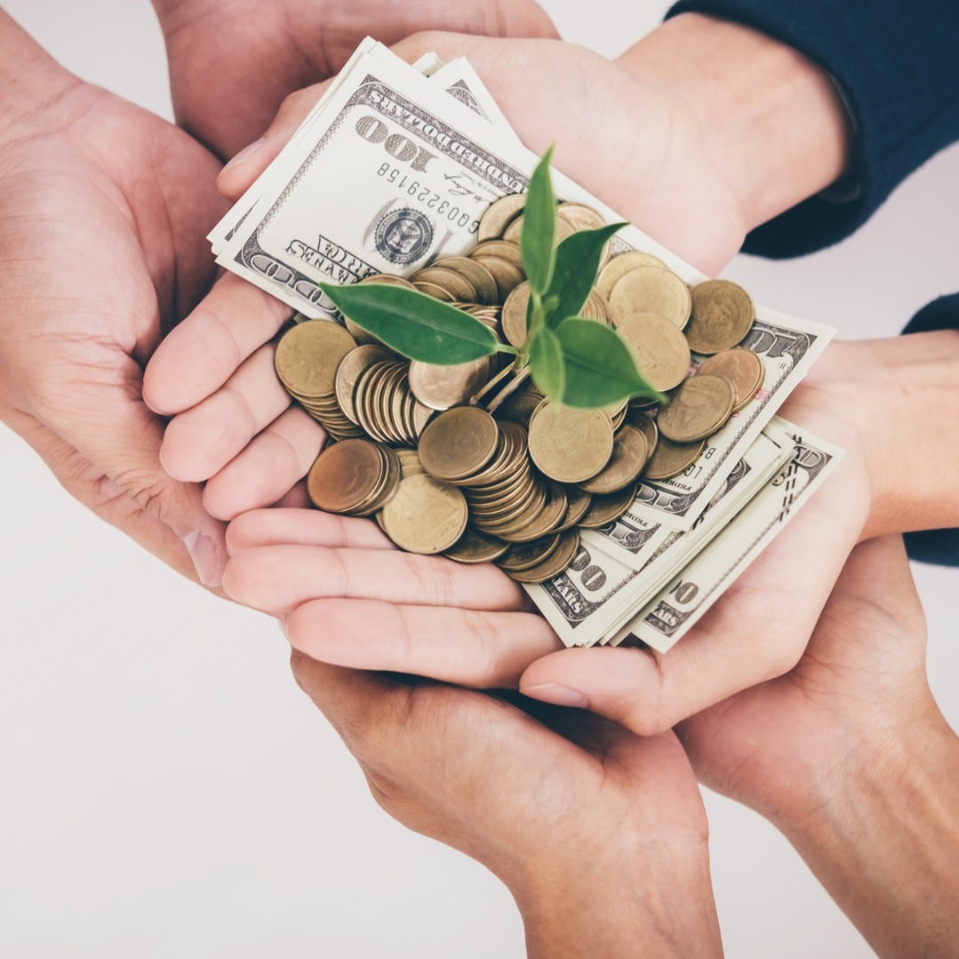 Money trust fund with hands